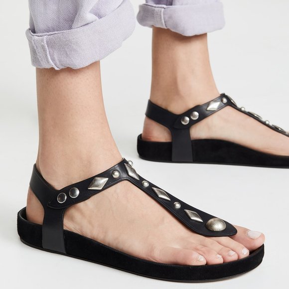 Isabel Marant Shoes - ISABEL MARANT ENAVY LEATHER STUD GLADIATOR SANDALS